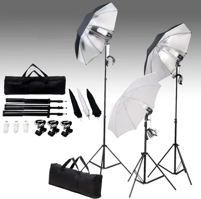 Produktbild von vidaXL Fotostudio-Set mit Lampen und Hintergrundsystem