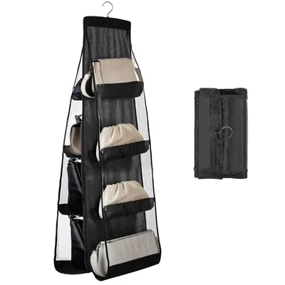 Produktbild von Handtaschen-Organizer, hängend, Handtaschen-Organizer mit 8 Taschen – Schwarz