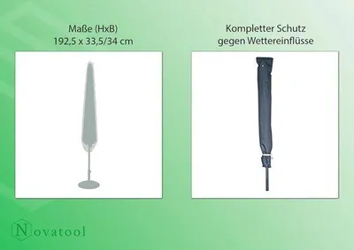 Obrázek produktu pro Plachta na slunečník Ø 2–4 m, voděodolná a odolná proti povětrnostním vlivům, 192 × 33 cm, polyester 420D, antracitová