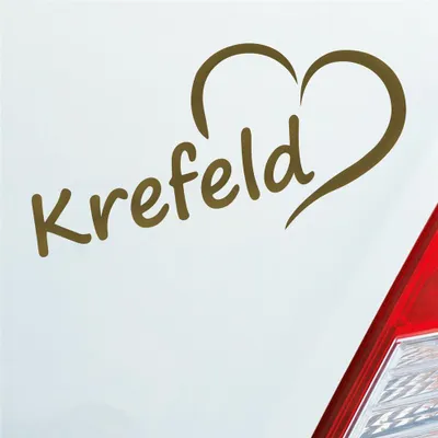 Produktbild von Auto Aufkleber Krefeld Herz Stadt City Liebe Love Heart 16,5x8 cm Gold Sticker Heckscheibenaufkleber