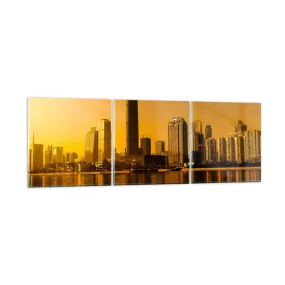 Produktbild von Bilder auf glas - Stadt â € <Agglomeration Fluss Flugzeug - 90x30cm - Glasbilder - Wandbilder - Kunstdruck - Wanddekoration aus Glas - Glas Bilder - Wandbild auf Glas - GCA90x30-2726
