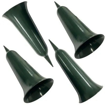 Produktbild von 4er Set Grabvase Kunststoff | Grabschmuck Friedhofsvase mit Erdspieß | Friedhof Blumenvase Grabdekoration | Grab Vase Grabsteckvase