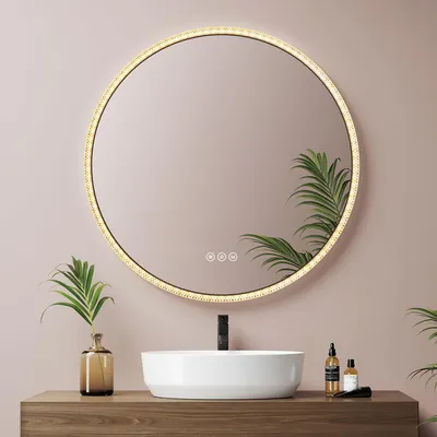 Runder LED-Badspiegel 60 cm, Touchschalter, Anti-Beschlag, 3 Farben