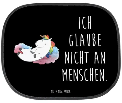 Produktbild von Mr. & Mrs. Panda Sonnenschutz Autoscheibe Einhorn Wolke 7 - Schwarz - Geschenk, für Auto, Einhörner, Sonnenblende, Lustig, Autosonnenschutz, Unicorn, Menschen, Fürs