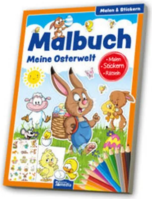 Immagine prodotto di Malbuch Meine Osterwelt A4, 32 Seiten, inkl. Stickerbogen, kindgerechte Malvorlagen mit klaren Konturen