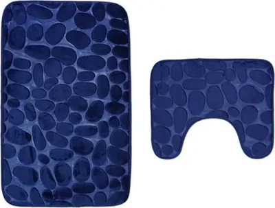 Produktbild von Badteppich Set 2 teilig Waschbar rutschfest Badematten-Set Badvorleger und WC Teppich für Badezimmer, Blau