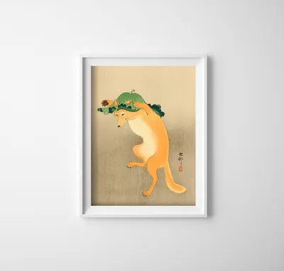 Produktbild von Poster - Canvas - Leinwand - 42 cm x 59,4 cm - Tanzen Fuchs im Hut