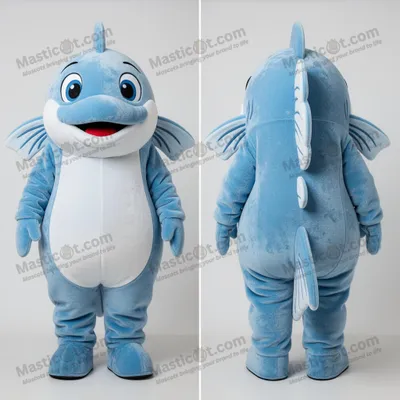 Image de Mascotte MASTICOT en Peluche Bleu Ciel du Cabillaud