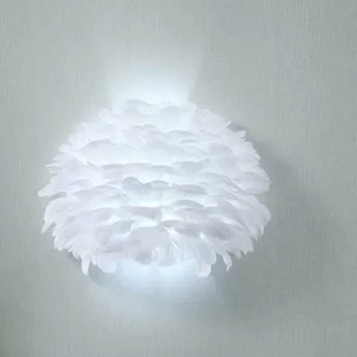Produktbild von Kreative moderne Feder-Wandleuchte, E14 12W Wandleuchte Wohnkultur, weißer Feder-Lampenschirm 30 * 23 cm romantische dekorative Beleuchtung