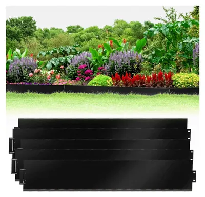 Produktbild von Metallrasenkante 5m Beeteinfassung verzinkt 100x15cm als Wurzelsperre, Schwarz