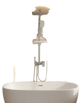 Immagine prodotto di Sistema doccia, altezza regolabile 70-115 cm, 4 ugelli, 3 modalità di getto, soffione da 29,5 x 19 cm, doccetta da 8 cm