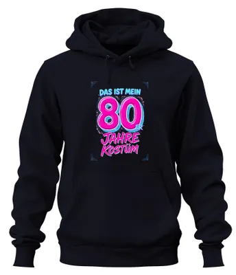 Zdjęcie produktu dla Kostium w stylu lat 80., neonowy, retro, na imprezę, na urodziny, zabawny, uni , bluza z kapturem, granatowa, rozmiar S