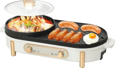 Produktbild von Elektrischer Hot Pot Mit Grill, 2 In 1-Elektrogrill-Hot Pot, Chinesischer Topfkocher, 220 V, 1700 W, Elektrische Hot Pots, Koreanischer Bbq-Grill FüR Kleine Familienfeiern Mit Drei Bis Sechs Personen