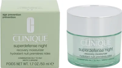 Produktbild von Clinique Superdefense Night Recovery, Frauen, 50 ml, Creme, Mischhaut, ölige Haut, Nacht, Feuchtigkeitsspendend, Glanz, Glättend, Weichmachend