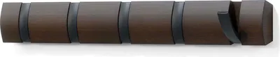 Obrázok produktu pre Umbra Flip Coat Hook, 5 háčikov, háčik na kabát, háčik na kabát, drevo, čierna / orech, 51 cm, 318850-048