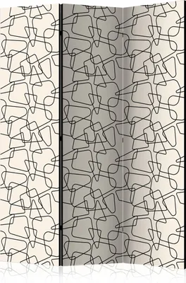 Produktbild von 3-teiliger Doppelseitiger Vlies Paravent - Rounded Geometry 135x172 cm Muster f-C-0276-z-b