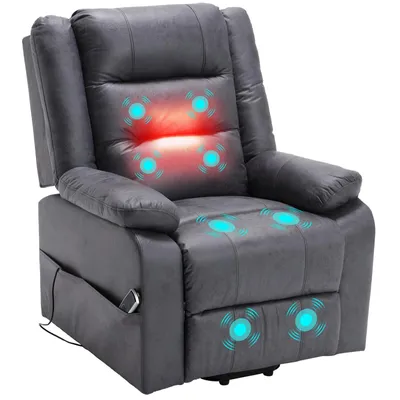 Produktbild von Elektrischer Relaxsessel mit Aufstehhilfe & Massage, Heizfunktion, Liege- und Schlaffunktion, Fernbedienung, bis 220kg,Grey