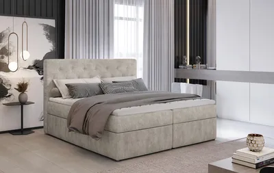 Produktbild von NABBI Gepolstertes Doppelbett mit Stauraum Liborn 140 - beige
