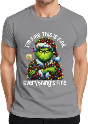 Produktbild von Grinch I'm Fine This Is Fine Everything's Fine Weihnachten lustig Herren T-Shirt, Grau, L
