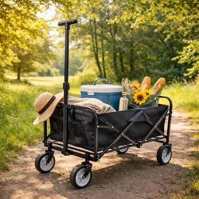 Produktbild von Faltbarer Bollerwagen Transportwagen Handwagen Gartenwagen Stahlrahmen