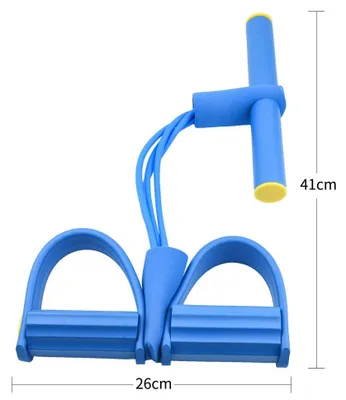 Imagen del producto de Cuerda elástica para abdominales, con 4 tubos, pedal para los pies y banda de resistencia para ejercicios de fitness