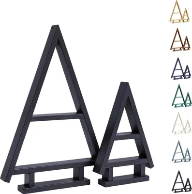 Produktbild von be4nature Holz Weihnachtsbaum 2er-Set - Schwarz, Handgefertigte, Imprägnierte Tannenbäume für Innen & Außen, Weihnachtsdeko zum Selbstgestalten