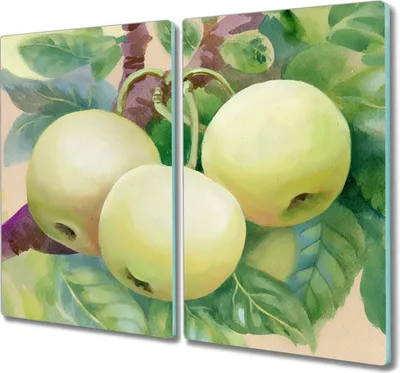 Produktbild von Coloray Herdabdeckplatte 2x30x52 cm Schneidebrett Kochplattenabdeckung Küchenbrett Hackbrett - Früchte Apfel