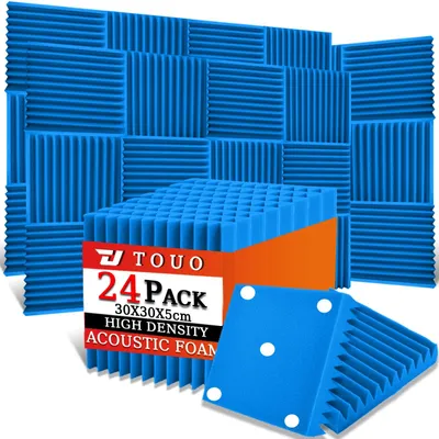 Obrázok produktu pre Akustické panely, 24 kusov, rozmer 30 x 30 x 5 cm, modrá farba, zvukovoizolačná pena