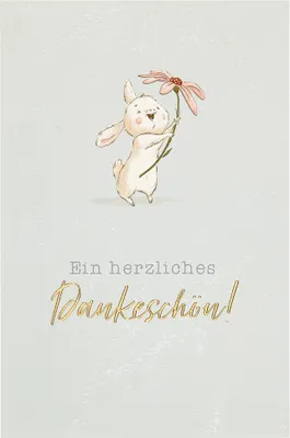 Produktbild von Danke unverpackte Glückwunschkarte mit Umschlag Hase Ein herzliches Dankeschön