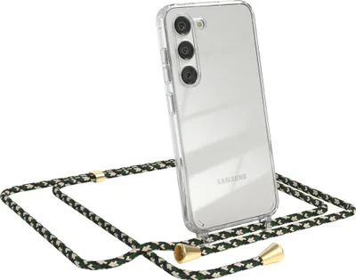 Produktbild von EAZY CASE Handykette kompatibel mit Samsung Galaxy S23, Handyhülle mit Umhängeband, Handykordel, Schutzhülle Clear, Band in Grün