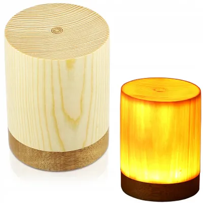 Produktbild von Interlook Holz Nachttischlampe LED Touch Dimmbar USB