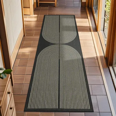 Immagine prodotto di Tappeto corridoio antiscivolo, 60x180 cm, lavabile, moderno, nero