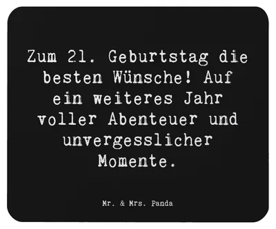 Produktbild von Mr. & Mrs. Panda Mousepad Spruch 21. Geburtstag - Schwarz - Geschenk, Mauspad, mausteppich, Happy Birthday, Freude, Mouse Pad, Erwachsensein, Glückwunsch, computermatte
