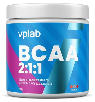Produktbild von VPLab BCAA Pulver 2:1:1 300g 37 Portionen Himbeergeschmack Aminosäuren für Muskelerhalt