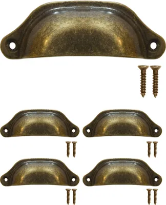 Produktbild von 'FUXXER® - 4x Antike Schubladen Griff-Muscheln, Möbel-Griffe, Eisen-Griffe, Bronze Design, Griff-Scha'