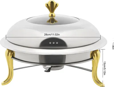 Image de Chafing Dish rond, acier inoxydable, diamètre intérieur 28 cm, capacité 3L, argenté
