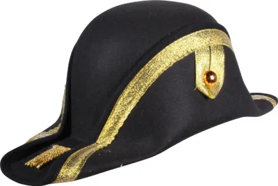 Produktbild von T3528 schwarz-goldfarbend Herren Napoleonhut Admiralshut Zweispitz Einheitsgröße