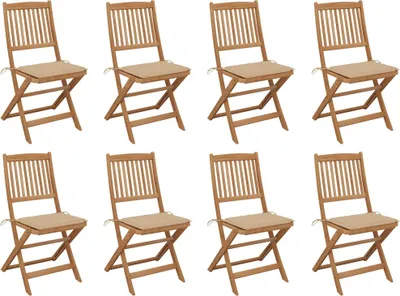 Image de vidaXL Klappbare Gartenstühle mit Kissen 8 Stk. Massivholz Akazie