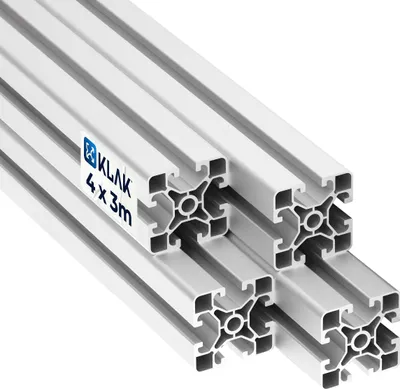 Produktbild von KLAK 40 - Aluprofil 4 Stück 40x40mm light 3m System-, Montage-, Konstruktionsprofil Nut 8