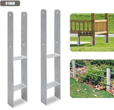 Immagine prodotto di Supporto esterno a forma di H per pergola, in acciaio, nero, 91 mm, 2 pezzi