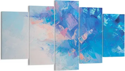 Produktbild von Bild auf Leinwand - Leinwandbild - 5 Teile - Abstraktion blau gemalt - 160x85cm - Wand Bild - Wanddeko - Wandbilder - Leinwanddruck - Bilder - Wanddekoration - Leinwand bilder - EA160x85-4570