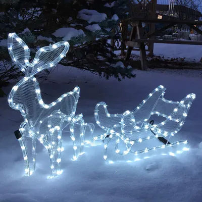 Produktbild von Rentier mit Schlitten 9m Lichtschlauch beleuchtet LED kaltweiß außen Weihnachten
