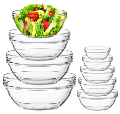 Produktbild von 9-teiliges Glasschüssel-Set, stapelbare Rührschüsseln
