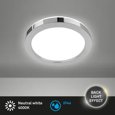 Produktbild von Badleuchte Briloner LED 18W Ø 30CM Badezimmerlampe IP44 Backlight Deckenleuchte 4000K Chrom