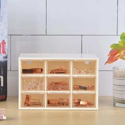 Produktbild von Famanu Schreibtisch Organizer Mini Kunststoff mit 9 herausnehmbaren Schubladen - Weiß