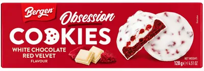 Obrázok produktu pre Bergen Obsession Cookies Red Velvet s bielou čokoládou 128 g