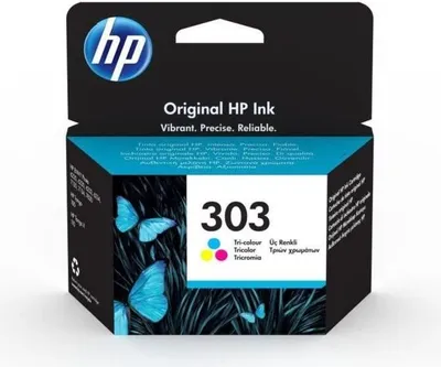 Immagine prodotto di Cartuccia d'inchiostro HP 303, originale, tre colori, confezione da 3, ciano magenta giallo, per Envy Photo 6220 6230 7130 7134 7830