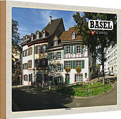 Produktbild von Holzschild Reise Basel Schweiz Kleinbasel Stadt 30x20cm
