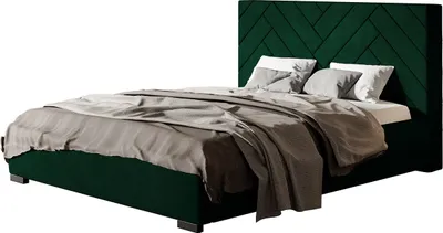 Produktbild von Polsterbett SEVILLA mit Kopfteil, 120x200 cm, Doppelbett mit Bettkasten und Lattenrost aus Metal, Velourstoff Grün