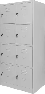 Zdjęcie produktu dla Szafka ubraniowa skrytkowa BHP metalowa Mega-M J-80/8 8-drzwiowa szara 80x50x180cm skręcana
